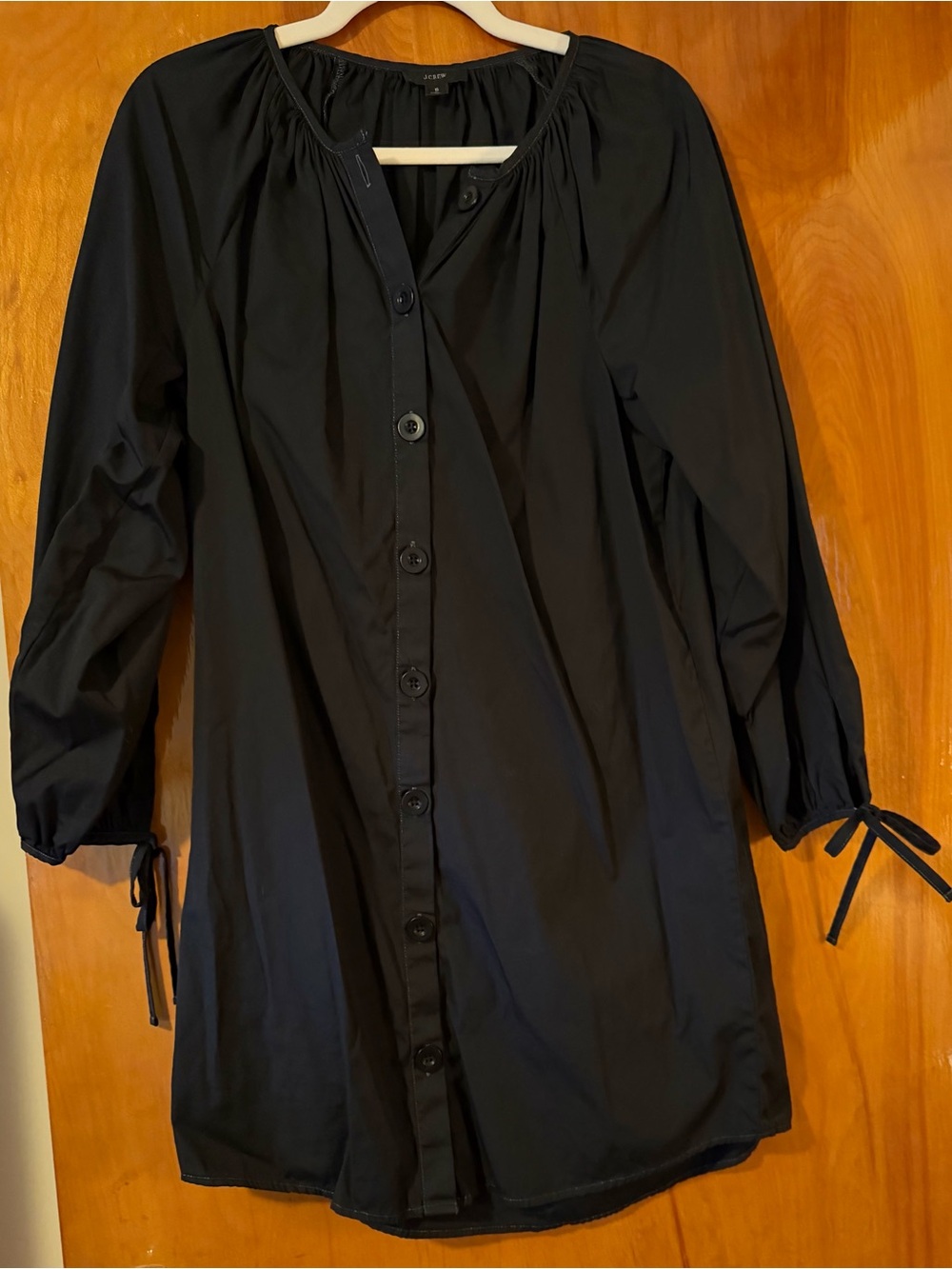 EUC J. Crew Black Cotton Button-Front Tunic Blouse, size small